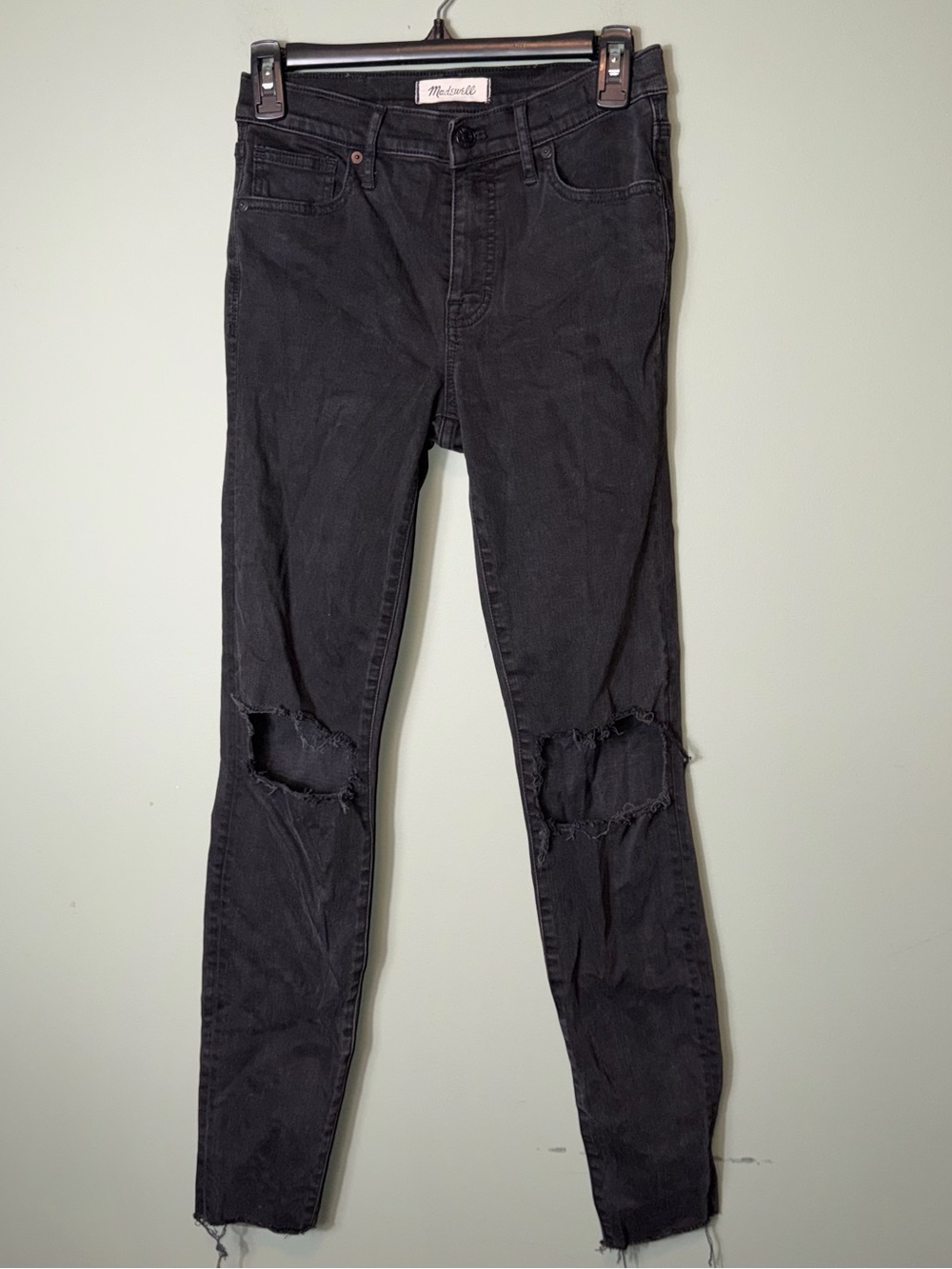Madewell Women’s Black Distressed 9” High Rise Skinny Skinny Size 26T
